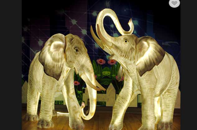 Fiberglass Lantern Elephant